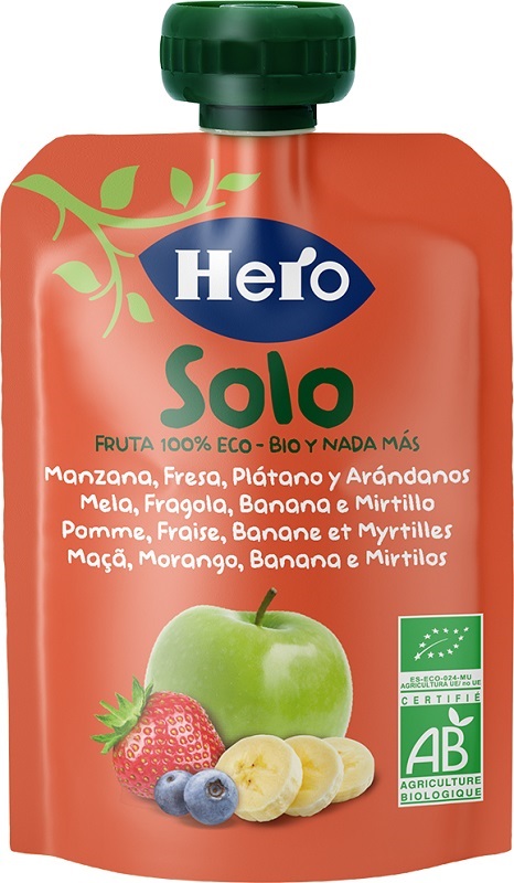 HERO SOLO FRUTTA FRULLATA 100% BIO MELA BANANA FRAGOLA 100 G - Farmamood