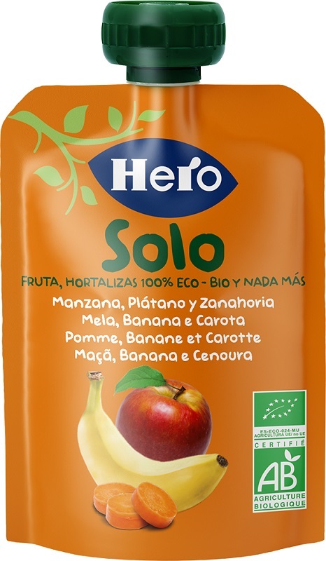 HERO SOLO FRUTTA FRULLATA 100% BIO MELA BANANA CAROTA 100 G - Farmamood