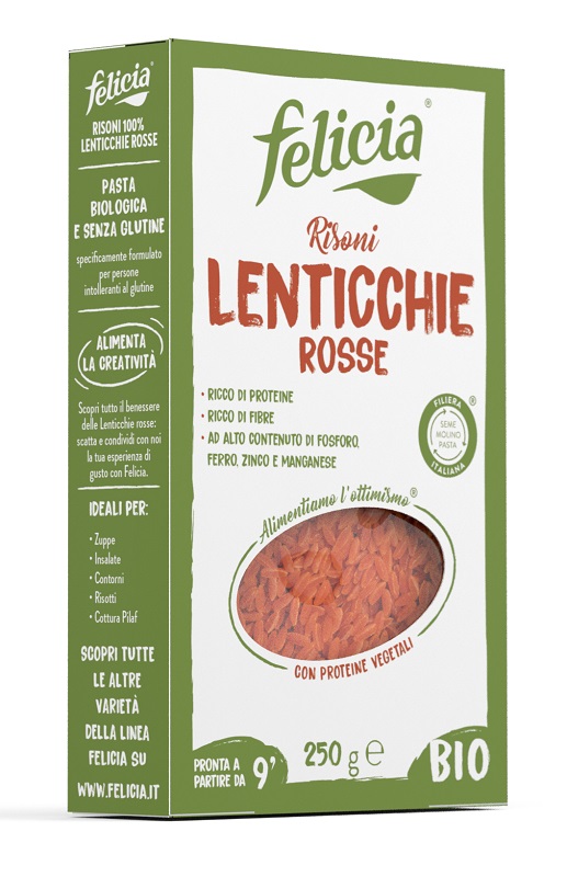 FELICIA BIO RISONI LENTICCHIE ROSSE 250 G - Farmamood