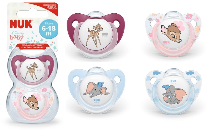 NUK SUCCHIETTO DISNEY BAMBI/DUMBO SILICONE 6-18 MESI 2 PEZZI - Farmamood