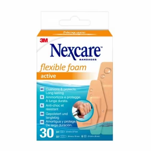 CEROTTO PREPARATO NEXCARE ACTIVE 360 GRADI N1030ASD04 ASSORTITI 3 MISURE 6 CEROTTI 23X28MM + 14 CEROTTI 22X57MM + 10 CEROTTI 28X76MM - Farmamood