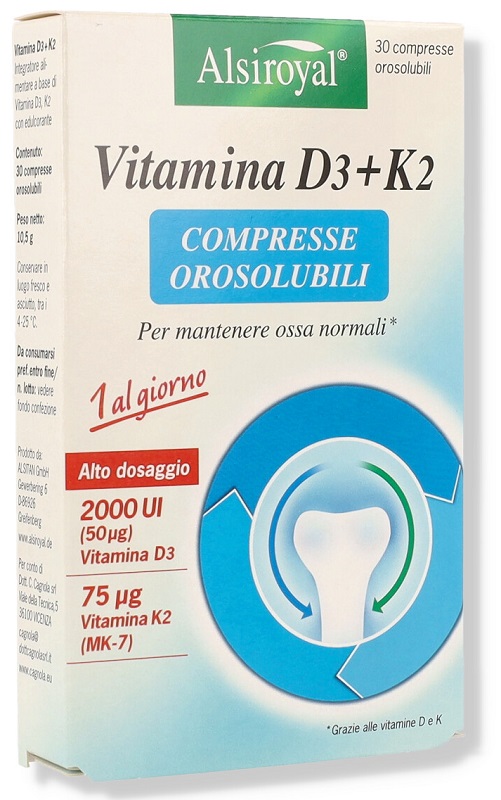 ALSIROYAL VITAMINA D3+K2 30 COMPRESSE OROSOLUBILI - Farmamood