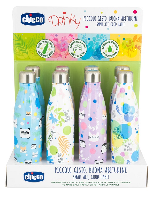CHICCO BOTTIGLIA INOX DA 500 ML DISPLAY BOX - Farmamood