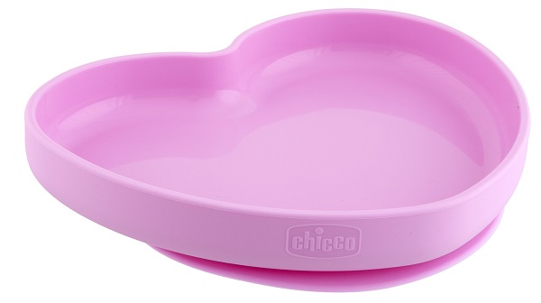 CHICCO PIATTO CUORE VENTOSA SILICONE ROSA - Farmamood