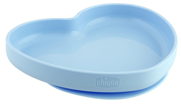 CHICCO PIATTO CUORE VENTOSA SILICONE BLU - Farmamood
