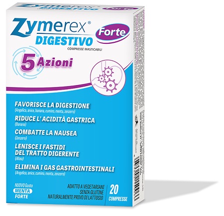 ZYMEREX DIGESTIVO FORTE 5 AZIONI 20 COMPRESSE MASTICABILI - Farmamood