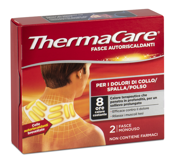 FASCE AUTORISCALDANTI A CALORE TERAPEUTICO THERMACARE COLLO/SPALLA/POLSO 2 PEZZI - Farmamood