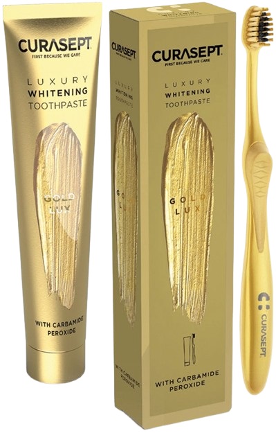 CURASEPT GOLD LUXURY WHITENING DENTIFRICIO 75 ML - Farmamood