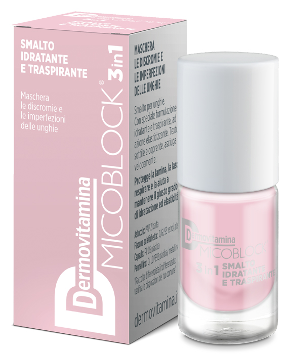 DERMOVITAMINA MICOBLOCK 3 IN 1 SMALTO IDRATANTE E TRASPIRANTE ROSA CHIARO 5 ML - Farmamood