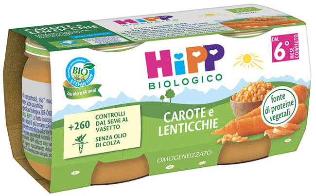 HIPP BIO OMOGENEIZZATO CAROTE/LENTICCHIE 2X80 G - Farmamood