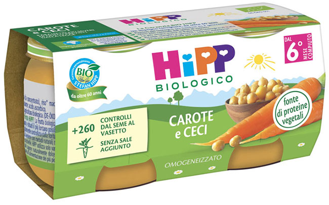 HIPP BIO OMOGENEIZZATO CAROTE/CECI 2X80 G - Farmamood
