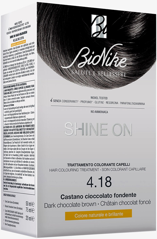 SHINE ON CASTANO CIOCCOLATO FONDENTE 4,18 FLACONE 75 ML + TUBO 50 ML - Farmamood
