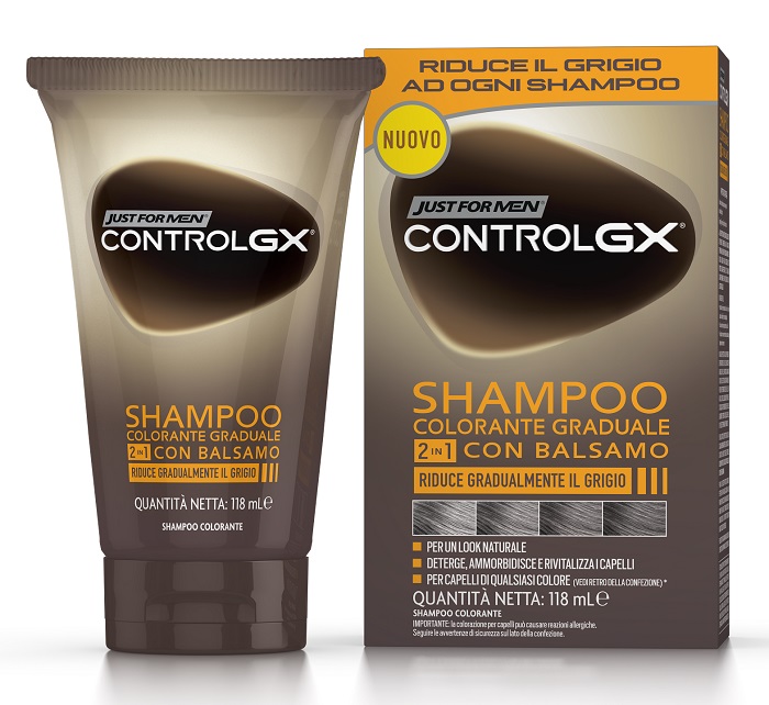 JUST FOR MEN CONTROL GX SHAMPOO COLORANTE GRADUALE 2 IN 1 CON BALSAMO 150 ML - Farmamood