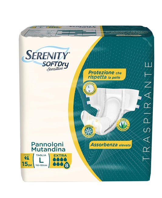 PANNOLONE MUTANDINA SERENITY SD SENSITIVE EXTRA L 15 PEZZI - Farmamood