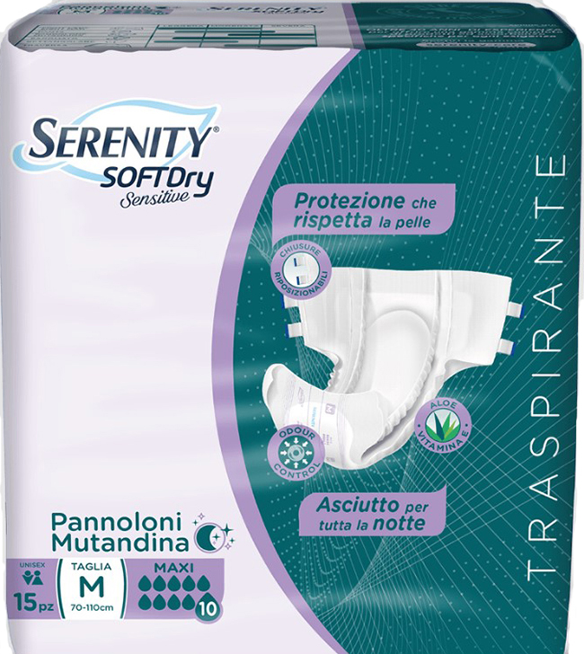 PANNOLONE MUTANDINA SERENITY SD SENSITIVE MAXI M 15 PEZZI - Farmamood