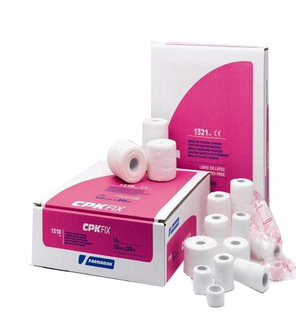 FARMABAN CPK FIX LATEX FREE 10CM X 20M BENDA ELASTICA COESIVA DI FISSAZIONE LATEX FREE DISPENSER BOX 16 PEZZI - Farmamood