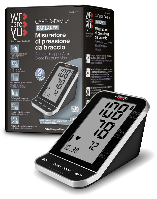 MISURATORE DI PRESSIONE DA BRACCIO PARLANTE WECAREYU CARDIO FAMILY - Farmamood