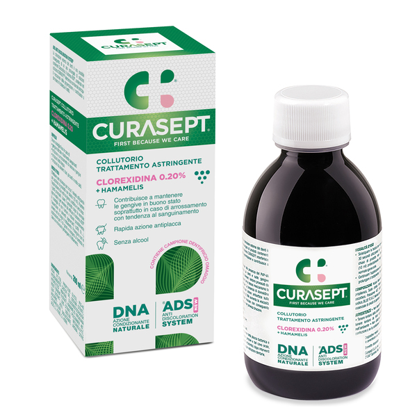 CURASEPT COLLUTORIO ADS DNA TRATTAMENTO ASTRINGENTE 200 ML + CAMPIONE OMAGGIO DENTIFRICIO ASTRINGENTE 6 ML - Farmamood