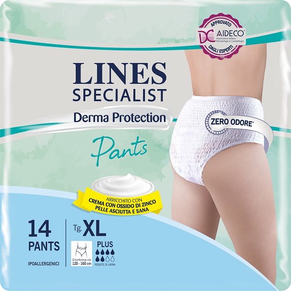 PANNOLONE PER INCONTINENZA LINES SPECIALIST DERMA PANTS PLUS XL 14 PEZZI - Farmamood