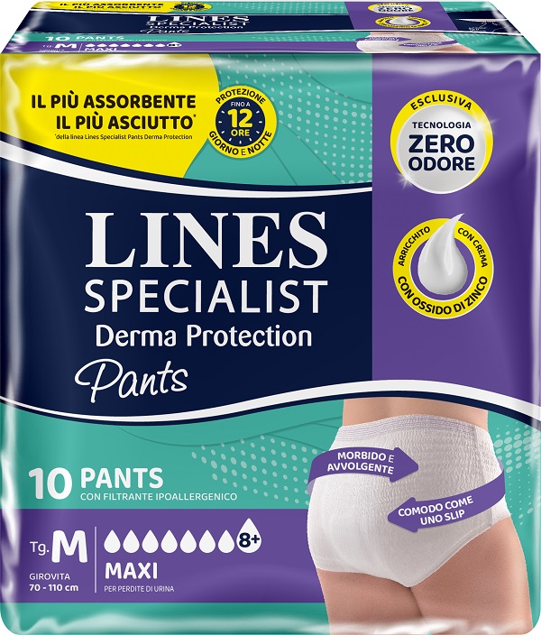 PANNOLONE PER INCONTINENZA LINES SPECIALIST DERMA PANTS MAXI M 10 PEZZI - Farmamood