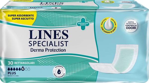 PANNOLONE PER INCONTINENZA LINES SPECIALIST DERMA RETTANGOLARE 30 PEZZI - Farmamood