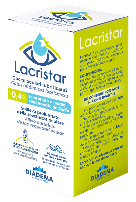 LACRISTAR GOCCE OCULARI LUBRIFICANTI 0,4% IALURONATO DI SODIO MULTIDOSE 10 ML - Farmamood