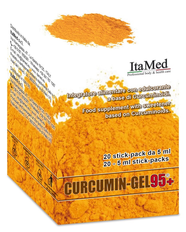 CURCUMIN GEL 95+ 20 BUSTINE STICK PACK MONODOSE DA 5 ML AROMA LAMPONE - Farmamood