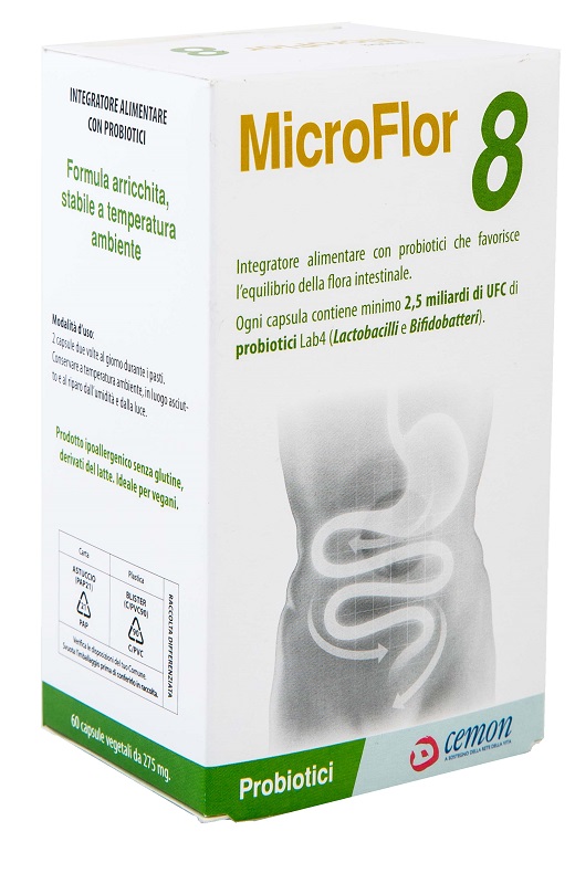 MICROFLOR 8 60 CAPSULE VEGETALI NO FRIGO - Farmamood