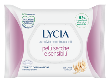 LYCIA SALVIETTINE STRUCCANTI PELLI SECCHE E SENSIBILI 20 PEZZI - Farmamood
