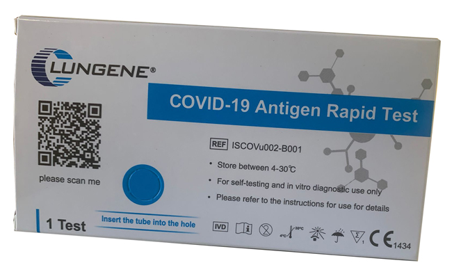 TEST ANTIGENICO RAPIDO COVID-19 CLUNGENE AUTODIAGNOSTICO DETERMINAZIONE QUALITATIVA ANTGENI SARS-COV-2 IN TAMPONI NASALI MEDIANTE IMMUNOCROMATOGRAFIA - Farmamood