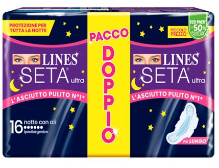 LINES SETA ULTRA ASSORBENTI NOTTE VP DWCT 16 PEZZI - Farmamood