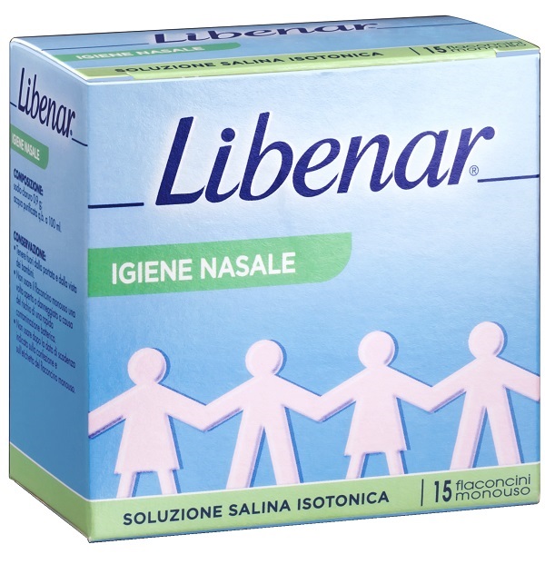 SOLUZIONE SALINA ISOTONICA 0,9% LIBENAR PER IGIENE NASALE 15 FLACONCINI MONOUSO X 5 ML - Farmamood