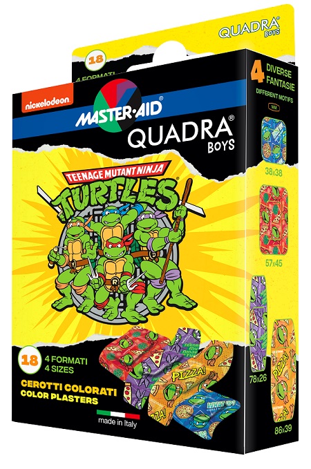 CEROTTO MASTER-AID QUADRA BOYS NINJA TURTLES ASSORTITI 18 PEZZI - Farmamood