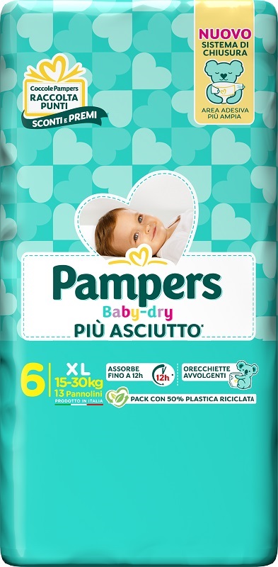 PAMPERS BABY DRY PANNOLINO DOWNCOUNT XL 13 PEZZI - Farmamood