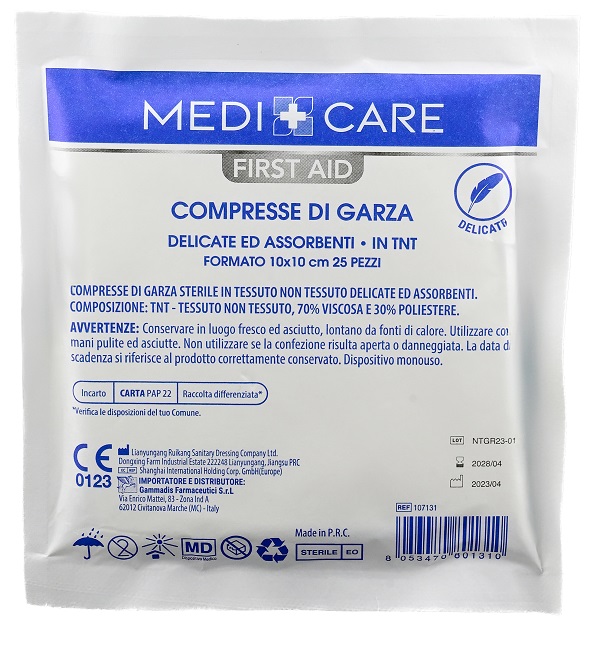 GARZA MEDICARE TNT 10X10 CM 25 PEZZI - Farmamood
