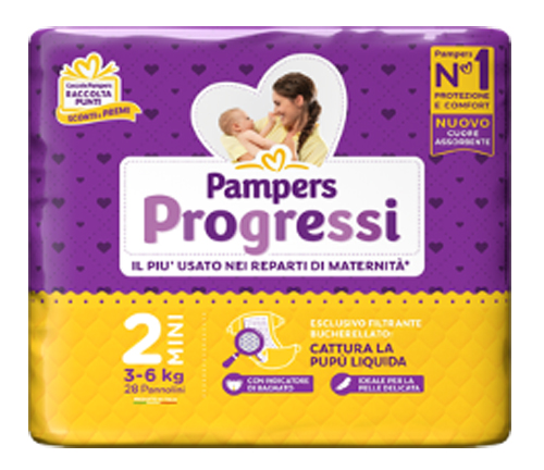 PAMPERS PROGRESSI MINI 3-6 KG 28 PEZZI - Farmamood