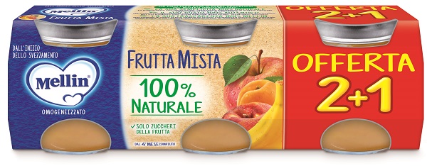 MELLIN OMOGENEIZZATO FRUTTA MISTA 3 PEZZI DA 100 G - Farmamood