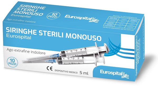 SIRINGA STERILE MONOUSO EUROSPITAL 5 ML 10 PEZZI - Farmamood