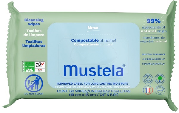 MUSTELA SALVIETTE COMPOSTABILI PROFUMATE 60 PEZZI - Farmamood