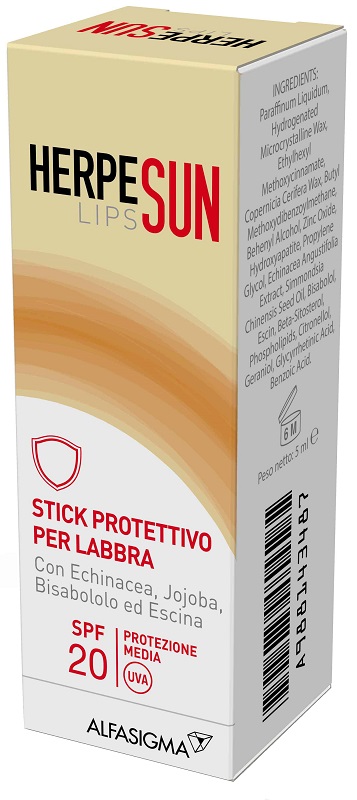 HERPESUN LIP STICK LABBRA SPF 20 5 ML - Farmamood