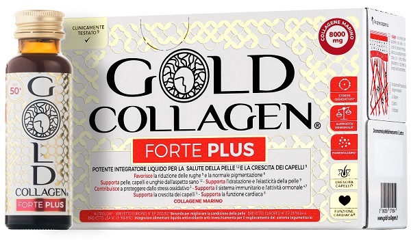 GOLD COLLAGEN FORTE PLUS 10 FLACONCINI DA 50 ML 8G COLLAGENE - Farmamood