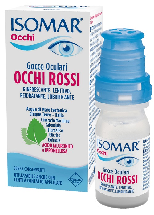 ISOMAR OCCHI ROSSI GOCCE OCULARI ACIDO IALURONICO 0,20% 10 ML - Farmamood