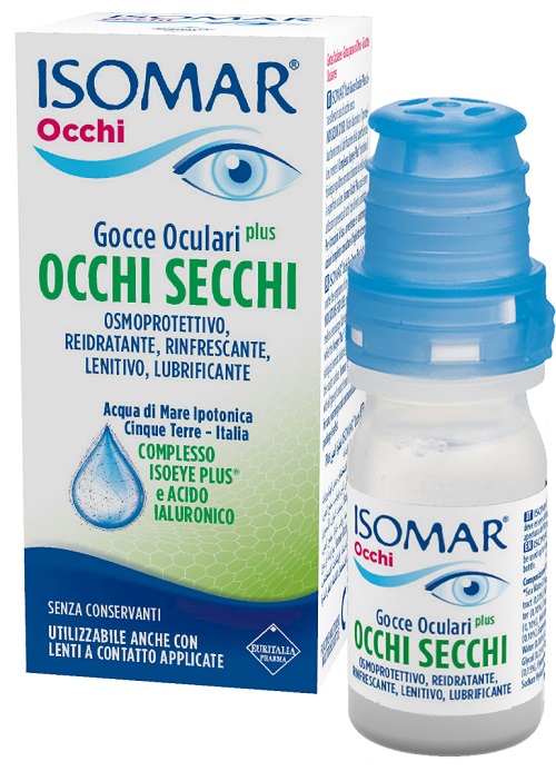 ISOMAR OCCHI SECCHI PLUS GOCCE OCULARI ACIDO IALURONICO 0,25% 10 ML - Farmamood